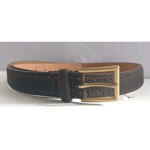 Cole Haan Suede Leather Belt Mens Size 38 Dark Brown 32MM Feather Edge New